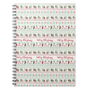 Caderno Espiral Feriado de Padrão de Suéter de Natal Feio