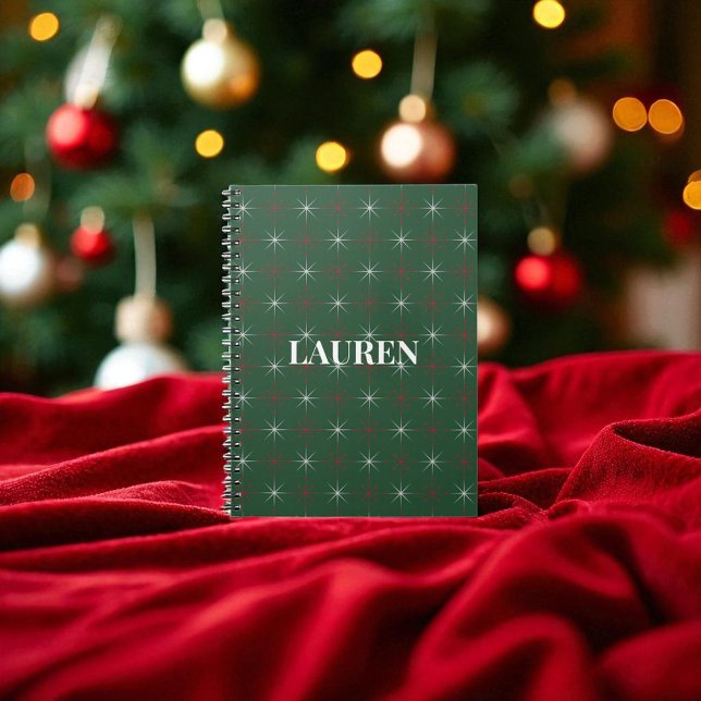 Caderno Espiral Feriado Moderno do Meio século Verde Vermelho (Criador carregado)