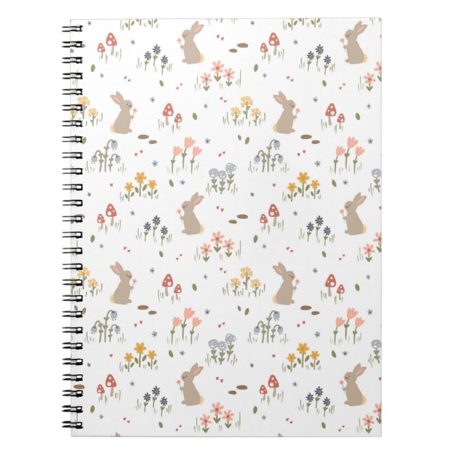 Caderno Espiral Feriado para Crianças Fresco de Flores Selvagens e (Frente)