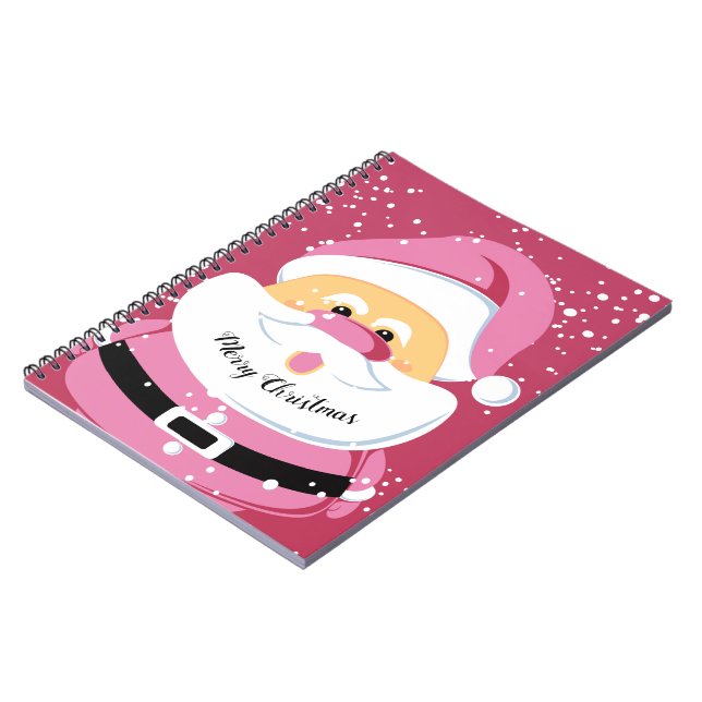 Caderno Espiral Férias de Natal Santa Claus, cor-de-rosa, (Left Side)