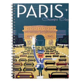 Caderno Espiral Férias de turismo de retro-turismo em Paris, Franç