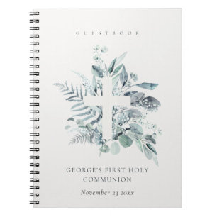 Caderno Espiral Fern Foliage Cross First Sagrado Community Guestbo