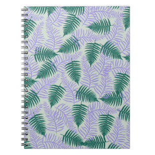 Caderno Espiral Fern roxo verde deixa padrão de flores retrô 70s