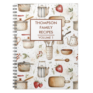Caderno Espiral Ferramentas de cozinha Receita Personalizada