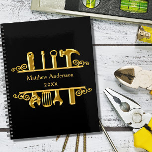 Caderno Espiral Ferramentas de ouro negro reparos em casa negócios