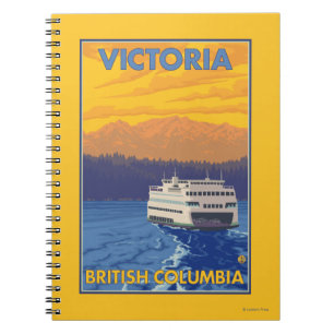 Caderno Espiral Ferry and Mountain - Victoria, BC Canadá