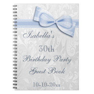 Caderno Espiral Festa de Aniversário de 30 anos Damask e Laço