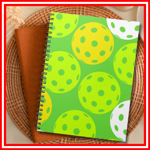 Caderno Espiral Festa de Aniversário de Pickleball Esportes Verde