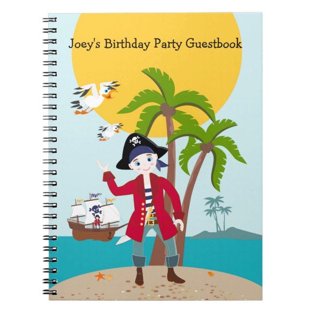 Caderno Espiral Festa de aniversário infantil pirata (Frente)