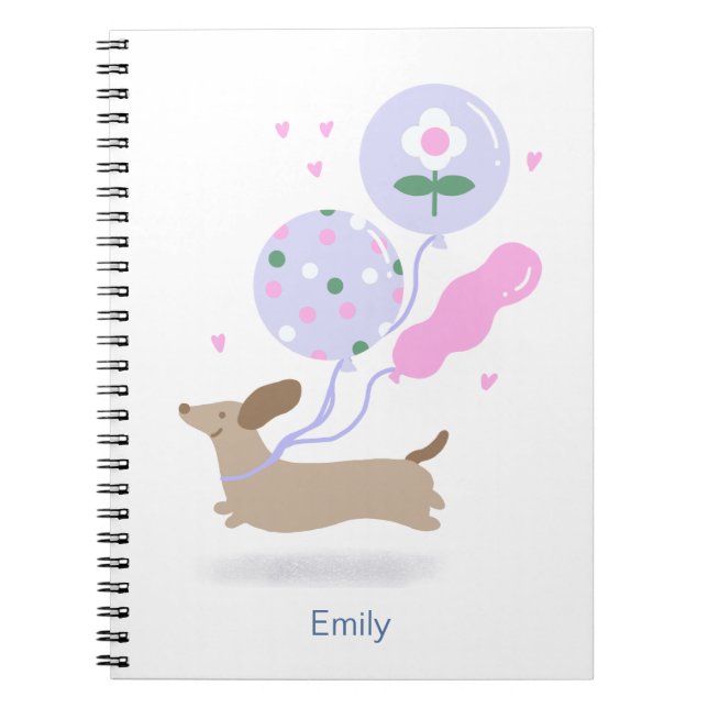 Caderno Espiral Festa de aniversário personalizada do cão-mosca (Frente)