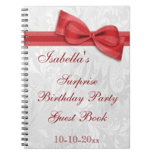 Caderno Espiral Festa de Aniversário Surpresa XX Damask e Laço