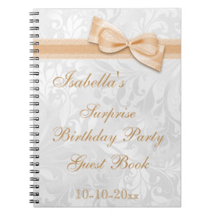Caderno Espiral Festa de Aniversário Surpresa XX Damask e Laço