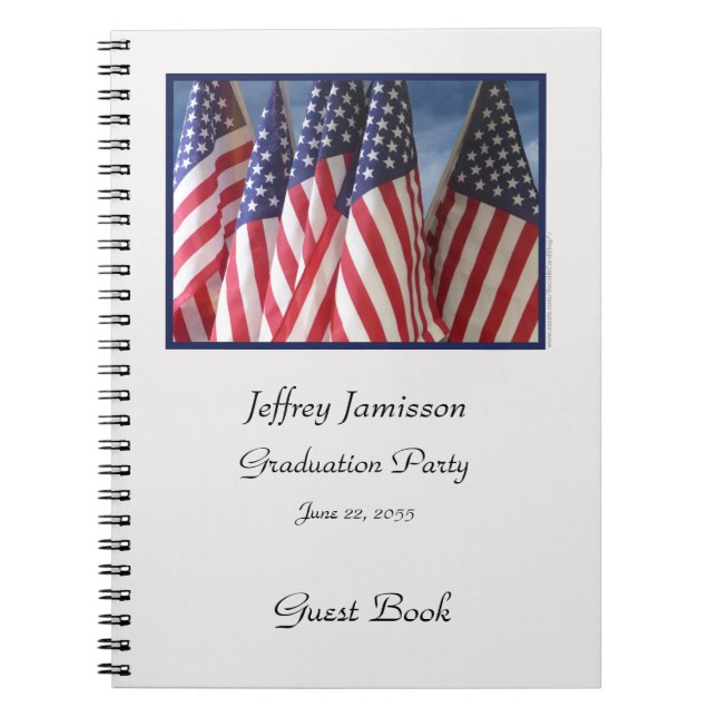 Caderno Espiral Festa de formatura Guest Book, American Flags (Frente)