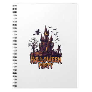 Caderno Espiral Festa de Halloween Castelo Assombrado Abóboras Mor