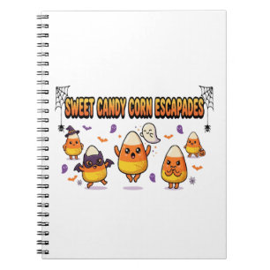 Caderno Espiral Festa de Halloween de Candy Corn Fofa