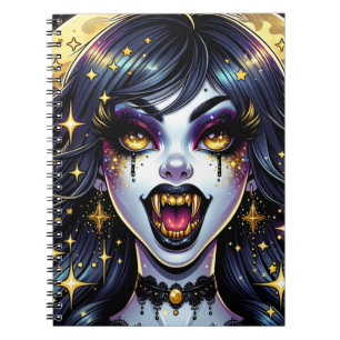 Caderno Espiral Festa de Halloween do Vampiro do Estilo de Livro