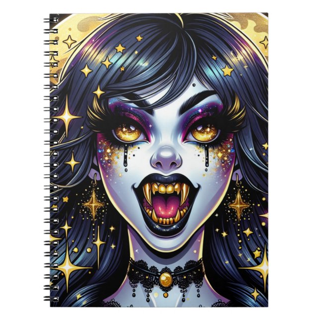 Caderno Espiral Festa de Halloween do Vampiro do Estilo de Livro (Frente)