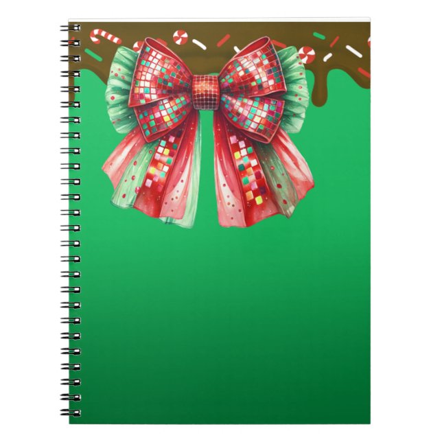 Caderno Espiral Festa de Natal Bling Festivo Feliz Xmas Ligh (Frente)