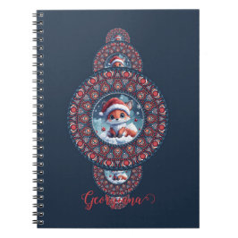 Caderno Espiral Festivo Personalizado Kawaii Fox Mandala Ornamenta