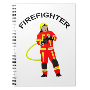 Caderno Espiral Feuerwehrmann in roter Einsatzkleidung  Notizblock