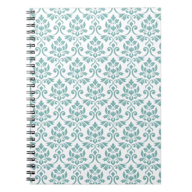 Caderno Espiral Feuille Damask Teal Pattern (Frente)