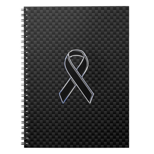 Caderno Espiral Fibra de Carbono Negro de Sensibilização para a Fi (Frente)