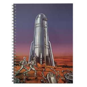 Caderno Espiral Ficção científica retrô, astronautas, alienígenas
