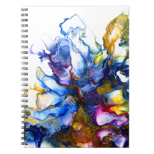 Caderno Espiral Ficheiro de Desenho de Arte Abstrato Fluida Azul V
