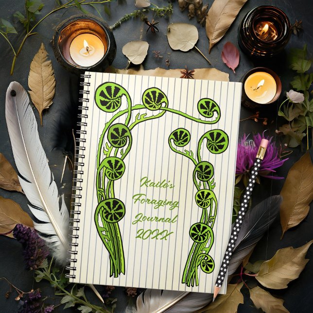 Caderno Espiral Fiddlehead Ferns Art Custom Spring Journal (Criador carregado)