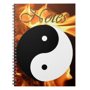 Caderno Espiral Fiery Yin e Yang Asian Símbolo de Equilíbrio