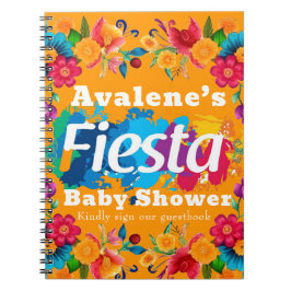Caderno Espiral Fiesta Colorful Floral Chá de fraldas Guestbook