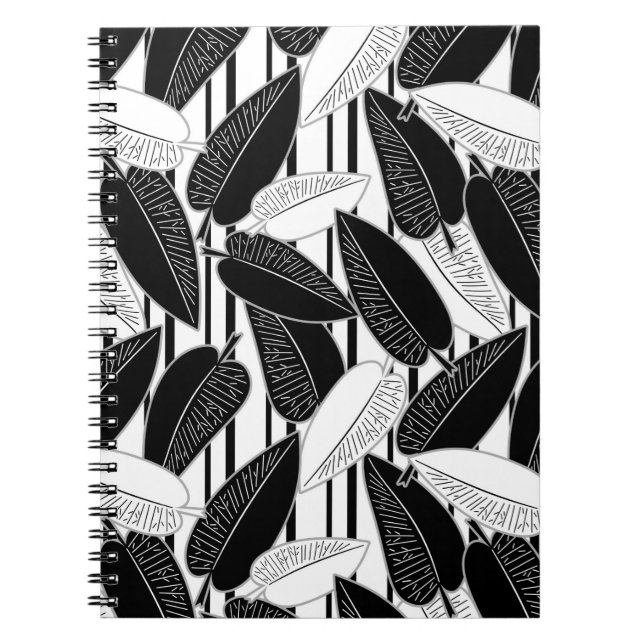 Caderno Espiral Fígado preto moderno deixa impressão abstrato (Frente)