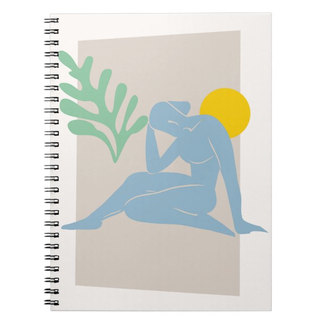 Caderno Espiral Figura Abstrato azul com o notebook Sun (Frente)