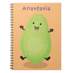 Caderno Espiral Figura de desenho animado da pata de papaya kawaii