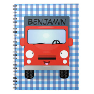 Caderno Espiral Figura de desenho animado de caminhão vermelho-bra