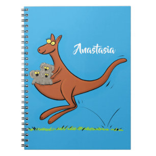 Caderno Espiral Figura de desenho animado de canguru e koalas