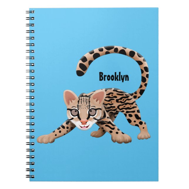 Caderno Espiral Figura de desenho animado de ocelot bonito (Frente)