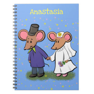 Caderno Espiral Figura de desenho animado do casal do mouse