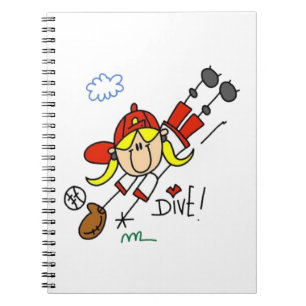 Caderno Espiral Figura do jogador de beisebol feminino