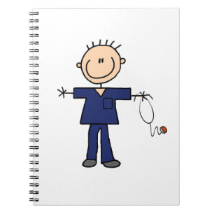 Caderno Espiral Figura masculina enfermeira da vara - azul