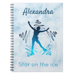 Caderno Espiral Figura patinando estrela do notebook em azul-gelo