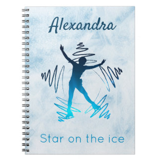 Caderno Espiral Figura patinando estrela do notebook em azul-gelo