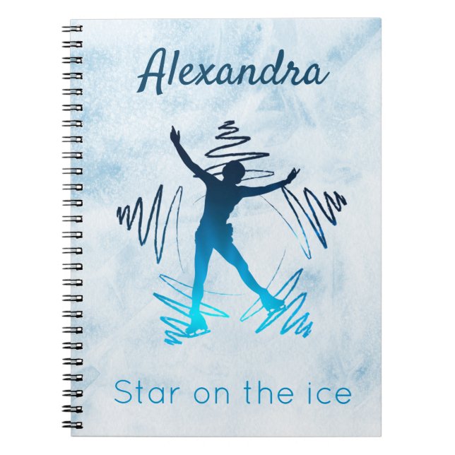 Caderno Espiral Figura patinando estrela do notebook em azul-gelo (Frente)