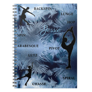 Caderno Espiral Figura Patinando Notebook de Tipografia Congelada 