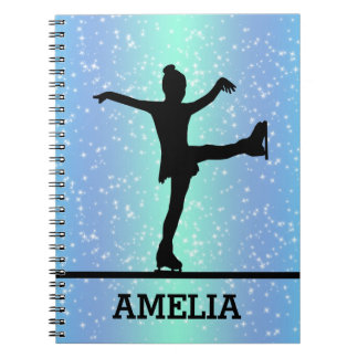 Caderno Espiral Figura Skating Girl Sparkle Nome personalizado