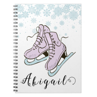 Caderno Espiral Figura Skating Ice Skating Nome personalizado de s