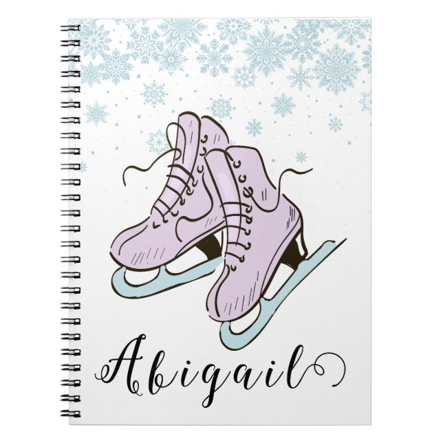 Caderno Espiral Figura Skating Ice Skating Nome personalizado de s (Frente)