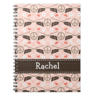 Caderno Espiral Fileira do amor da paz que enfileira o Diário do