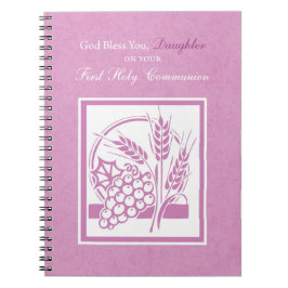 Caderno Espiral Filha Primeira Comunhão, Rosa