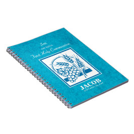 Caderno Espiral Filho, Primeira Comunhão, Trigo, Uvas Azul